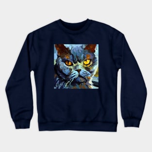 Stoic Cat Painted in the Style of Van Gogh Crewneck Sweatshirt